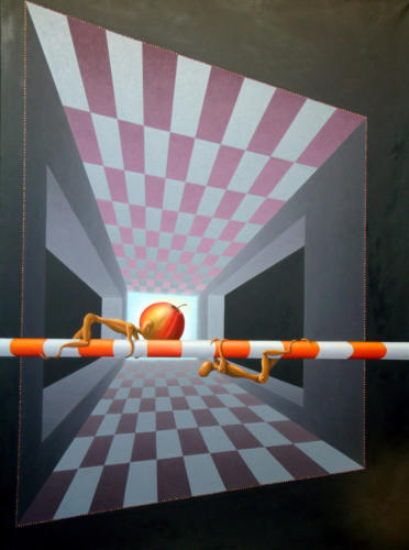 Hangende-kruipende-klimmende-dalende,  Hanging,-crossing,-climbing,-nealing,   2008    (70x80 cm) 