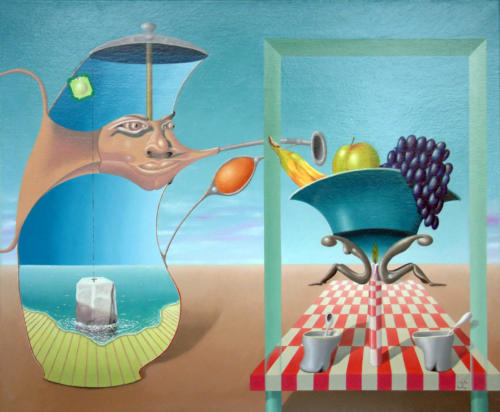 Surrealistisch thee partijtje   2001 ( 50x60 cm )/Surrealistic tea party   2001 ( 50x60 cm )