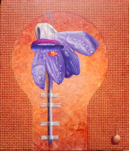 Crocus sativus in gezelschap van Baldakijn, gemaakt in Holland,   Crocus sativus in the company of Canopy, made in Holland   jan 2026  (35x30 cm)